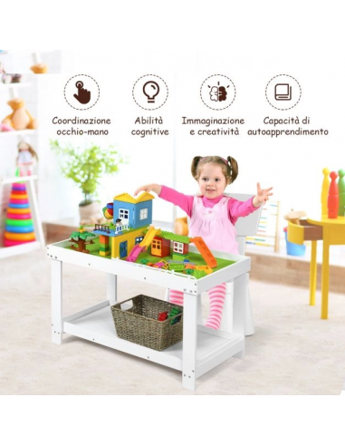 COSTWAY Set Tavoli per Bambini in Legno - Tavolino Bambini