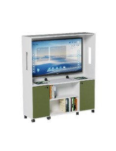 Carrello Multimediale con moduli di ricarica dispositivi e retro scrivibile per le scuole.