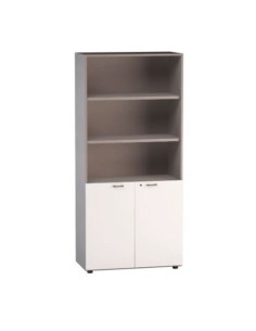 Libreria alta a giorno sup. ante basse legno con serratura inf. per le scuole.