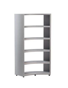Libreria angolare bifacciale 45” in nobilitato 4 per le scuole.