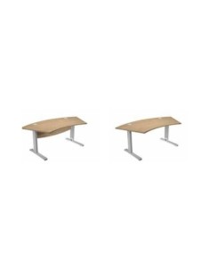 Scrivania direzionale con piano sagomato e fianchi ad L - flex direction per le scuole.